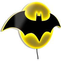 DC COMICS BATMAN JUSTICE LEAGUE ILLUMINATED BATSIGN LED NEON STYLE SUPERHERO LOGO WALL LIGHT HANGABLE LAMP (LARGE)